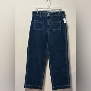 NWT Old Navy Electra high rise sky hi wide leg dark blue jeans size 12